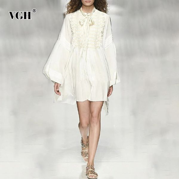 vgh casual patchwork dress for women stand collar lantern sleeve high waist lace up elegant pearl button mini dresses female new 210421, Black;gray
vgh casual patchwork dress for women stand collar lantern sleeve high waist lace up elegant pearl button mini dresses female new 210421, Black;gray
