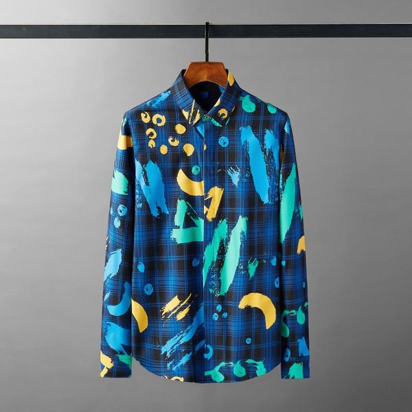 men's casual shirts autumn graffiti plaid shirt men long sleeve floral fashion slim business formal dress social party tuxedo, White;black
men's casual shirts autumn graffiti plaid shirt men long sleeve floral fashion slim business formal dress social party tuxedo, White;black
