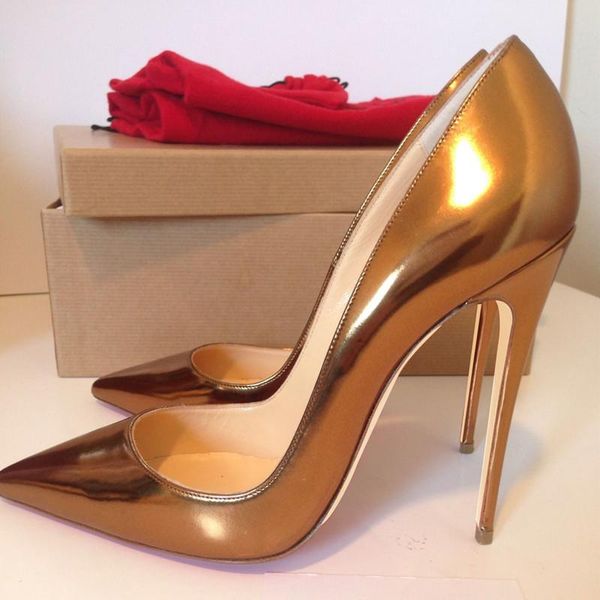 dress shoes brand bronze high heel pumps 12cm stiletto patent leather shallow pointed toe thin designer wedding, Black
dress shoes brand bronze high heel pumps 12cm stiletto patent leather shallow pointed toe thin designer wedding, Black