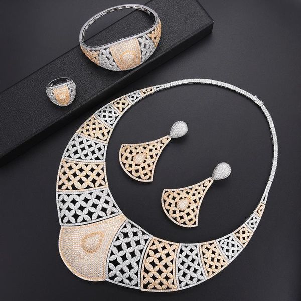earrings & necklace larrauri charms women wedding cubic zirconia dress earring jewelry sets luxury statement geometry jewellry 2021, Silver 
earrings & necklace larrauri charms women wedding cubic zirconia dress earring jewelry sets luxury statement geometry jewellry 2021, Silver