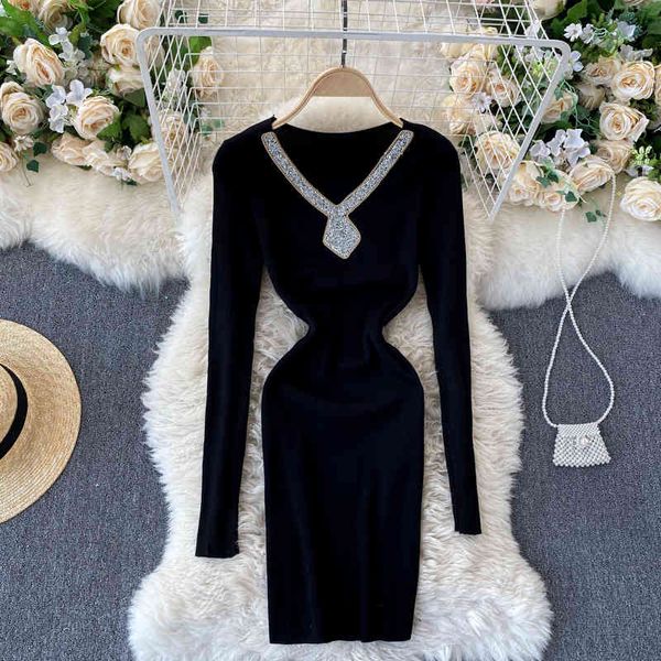 singreiny design diamond knitted dress women korean v neck long sleeve slim dress autumn winter bodycon short sweater dress 210419, Black;gray
singreiny design diamond knitted dress women korean v neck long sleeve slim dress autumn winter bodycon short sweater dress 210419, Black;gray