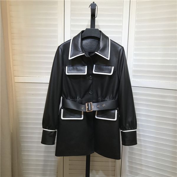 women's jackets style europa spring 2021 female desinger leather belt of genuine jacket pockets c394, Black;brown
women's jackets style europa spring 2021 female desinger leather belt of genuine jacket pockets c394, Black;brown