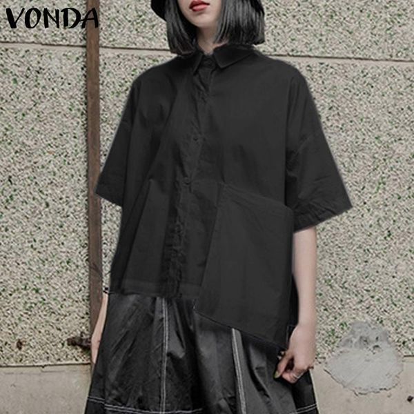 women's blouses & shirts women s-5xl vonda 2021 solid color baggy blouse casual short sleeve front pockets party bohemian blusas femin, White
women's blouses & shirts women s-5xl vonda 2021 solid color baggy blouse casual short sleeve front pockets party bohemian blusas femin, White
