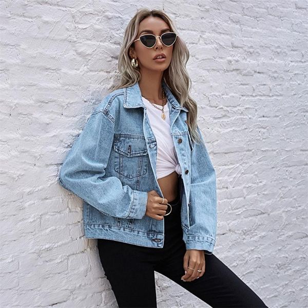 women's jackets denim for autumn winter 2021 single breasted loose fit casual fashion clothing vintage female coat, Black;brown
women's jackets denim for autumn winter 2021 single breasted loose fit casual fashion clothing vintage female coat, Black;brown
