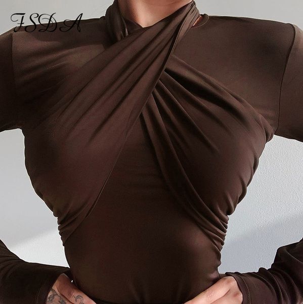 2021 o neck cross bodysuit women autumn winter black body long sleeve party brown romper, Black;white
2021 o neck cross bodysuit women autumn winter black body long sleeve party brown romper, Black;white