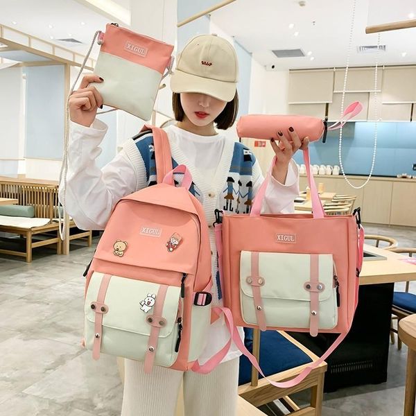 pcs sets cute backpack canvas school bags for teenage girls women college student fashion book badge shoulder bag
pcs sets cute backpack canvas school bags for teenage girls women college student fashion book badge shoulder bag