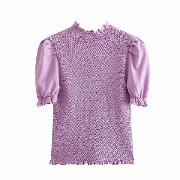 t shirt fashion with buttons round neck ruffled sleeves women t-shirt vintage purple stretch short chic female, White
t shirt fashion with buttons round neck ruffled sleeves women t-shirt vintage purple stretch short chic female, White