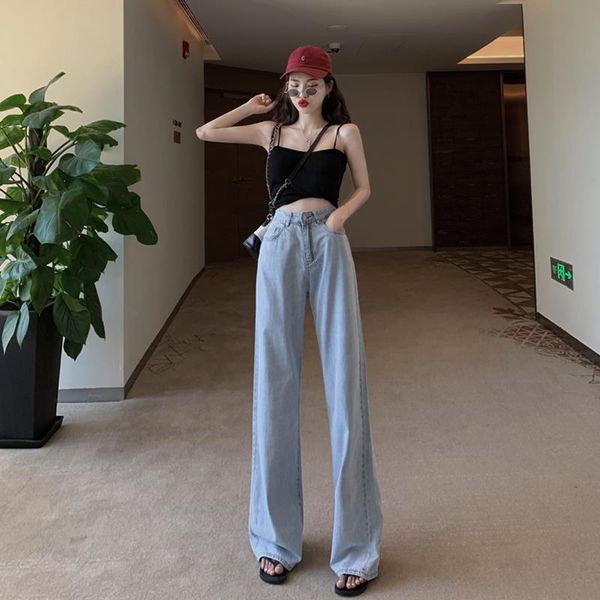 women's jeans woman pants floor high waist summer trousers loose straight sweeping pantalones vaqueros mujer, Blue
women's jeans woman pants floor high waist summer trousers loose straight sweeping pantalones vaqueros mujer, Blue