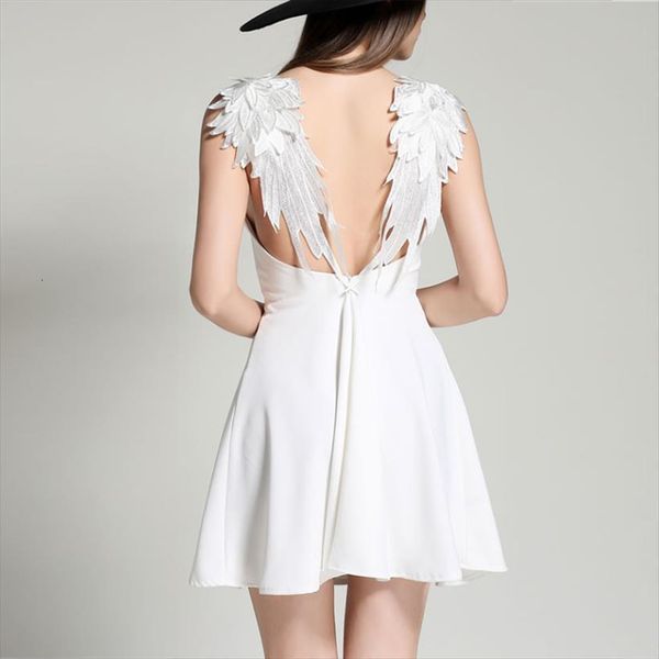 black summer lace angel wings womens dress casual slim backless beach female spaghetti strap, Black;gray
black summer lace angel wings womens dress casual slim backless beach female spaghetti strap, Black;gray