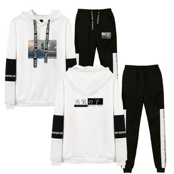 men's tracksuits anime movie weathering with you tracksuit men 2 pieces sets pullover hooded sweatshirt+sweatpants sportwear suit cloth, Gray
men's tracksuits anime movie weathering with you tracksuit men 2 pieces sets pullover hooded sweatshirt+sweatpants sportwear suit cloth, Gray