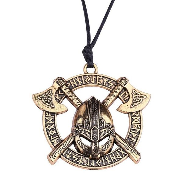 pendant necklaces warrior helmet double axe necklace personality rune jewelry, Silver
pendant necklaces warrior helmet double axe necklace personality rune jewelry, Silver