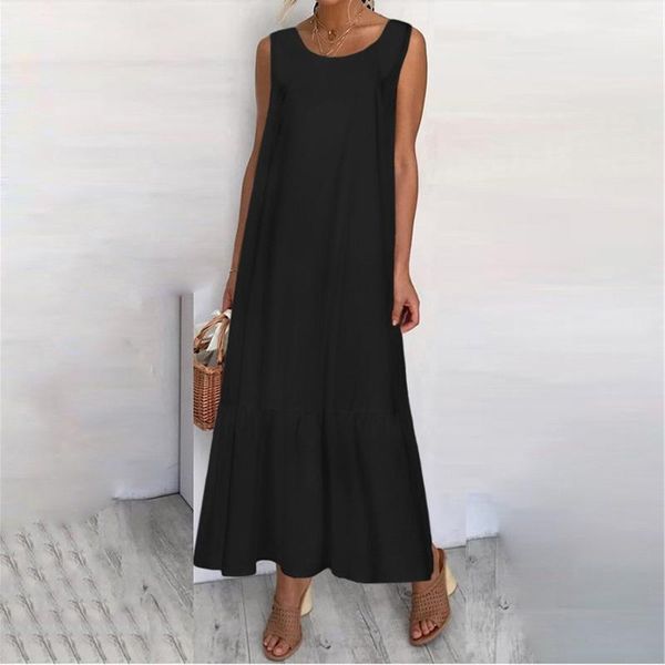 casual dresses 2021 robe femme women dress solid round neck sleeveless sukienka damska cotton maxi lady vestidos #t2, Black;gray
casual dresses 2021 robe femme women dress solid round neck sleeveless sukienka damska cotton maxi lady vestidos #t2, Black;gray