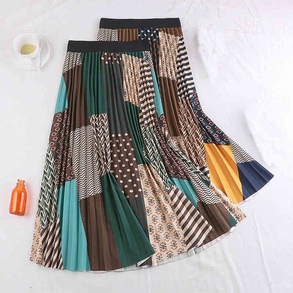 skirts vintage printing color blocks a-line pleated temperament high waist drape plaid dotted printed long skirts, Black
skirts vintage printing color blocks a-line pleated temperament high waist drape plaid dotted printed long skirts, Black