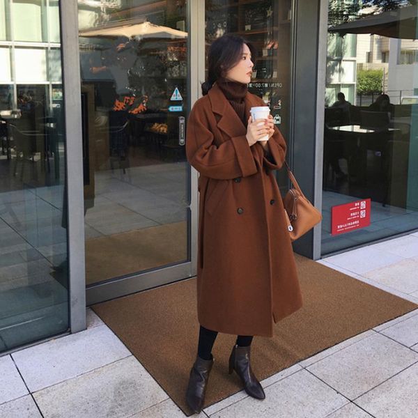 women's wool & blends women winter long coat jacket doube breasted woolen overcoat with belt slim cardigan outerwear cotton liner b3cz, Black
women's wool & blends women winter long coat jacket doube breasted woolen overcoat with belt slim cardigan outerwear cotton liner b3cz, Black