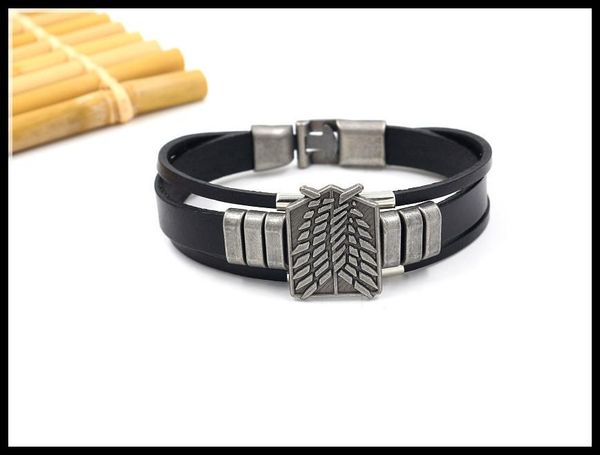 link, chain 1p anime attack on titan scouting legion real leather bracelet bangle for men statement punk braclet vintage jewelry accessories, Black
link, chain 1p anime attack on titan scouting legion real leather bracelet bangle for men statement punk braclet vintage jewelry accessories, Black