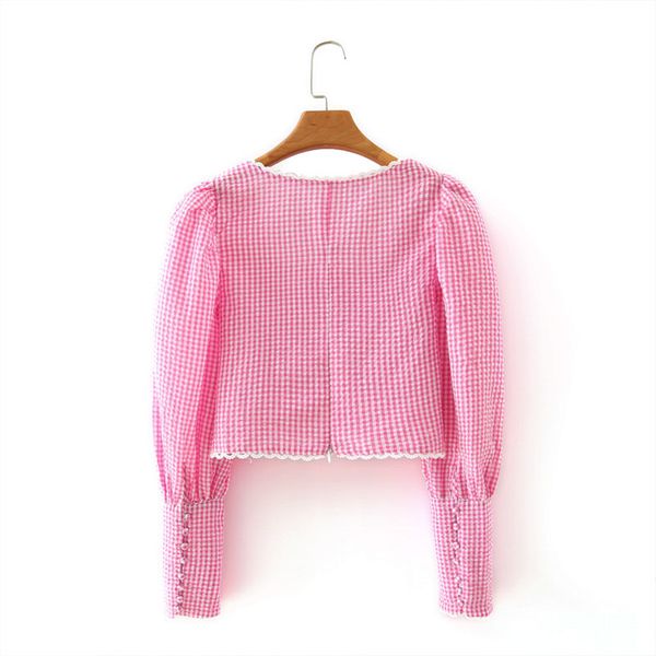 t shirt fang ling fangsi long sleeve short section exposed navel pink plaid chic women's shirt harajuku sweet fresh female, White
t shirt fang ling fangsi long sleeve short section exposed navel pink plaid chic women's shirt harajuku sweet fresh female, White