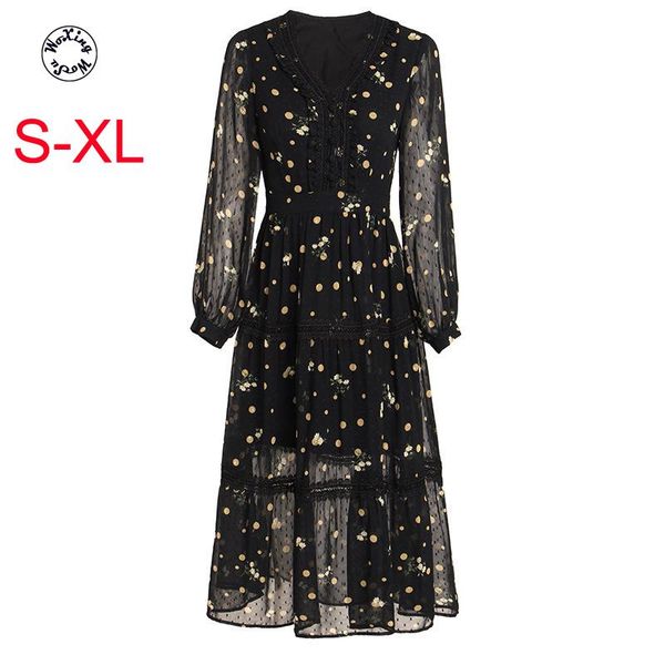 casual dresses chiffon dress super fairy temperament show thin waist wave point s to xl, Black;gray
casual dresses chiffon dress super fairy temperament show thin waist wave point s to xl, Black;gray