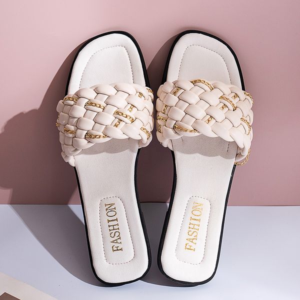womens slippers fashion weave design summer cute small chain decoration flat sandals 2021 open toe maiden white woman shoes mmm, Black
womens slippers fashion weave design summer cute small chain decoration flat sandals 2021 open toe maiden white woman shoes mmm, Black