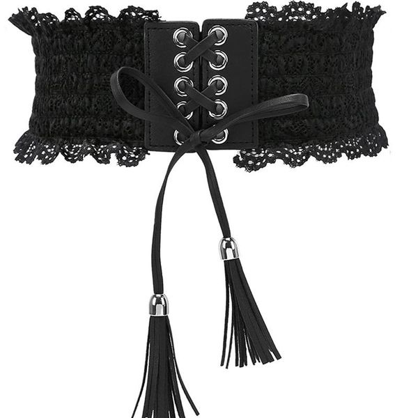 belts womens lace elastic waist wide belt with tassel band corset fashion accessories for dresses, Black;brown
belts womens lace elastic waist wide belt with tassel band corset fashion accessories for dresses, Black;brown