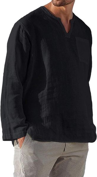 men's casual shirts long sleeve v-neck summer beach linen shirt 2021 spring and autumn pure color top, White;black
men's casual shirts long sleeve v-neck summer beach linen shirt 2021 spring and autumn pure color top, White;black