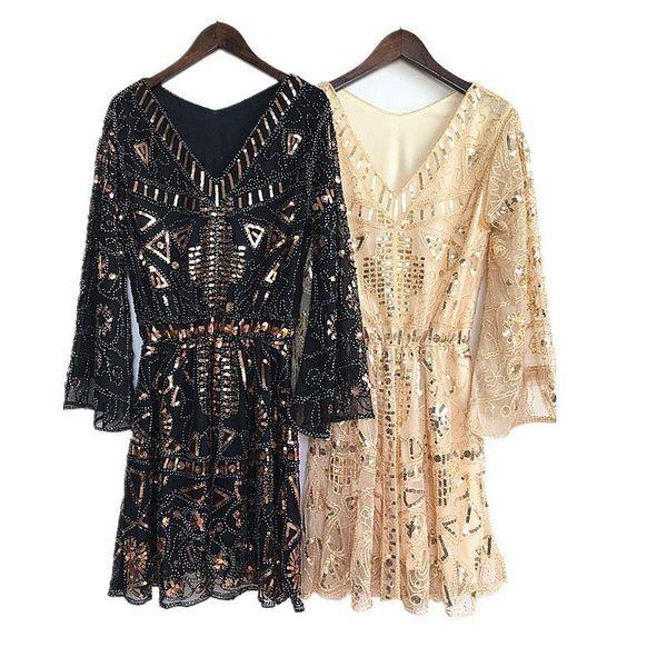casual dresses fashion embroidery flare long sleeves v-neck geometric sequin lace mesh beading elastic waist retro woman 96120, Black;gray
casual dresses fashion embroidery flare long sleeves v-neck geometric sequin lace mesh beading elastic waist retro woman 96120, Black;gray