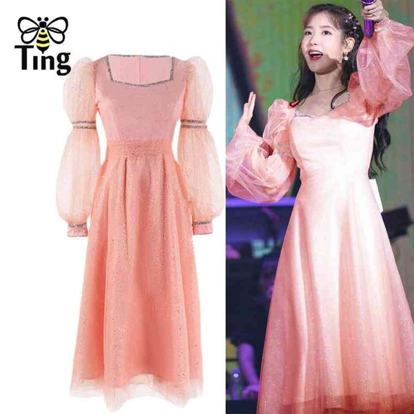 sweet korean a line dress fashion glitter mesh ball gown midi long puff sleeve summer women elbise clothing 210513, Black;gray
sweet korean a line dress fashion glitter mesh ball gown midi long puff sleeve summer women elbise clothing 210513, Black;gray