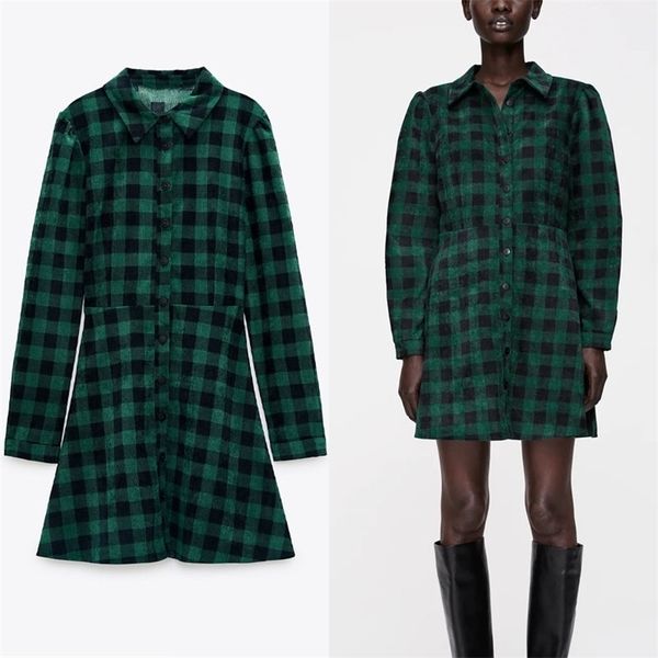 green corduroy plaid shirt dress women long sleeve vintage office lady short dresses woman fashion front button vestido 210524, Black;gray
green corduroy plaid shirt dress women long sleeve vintage office lady short dresses woman fashion front button vestido 210524, Black;gray