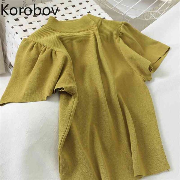 korobov vintage solid women puff sleeve sweaters korean o-neck pullover knit sueter mujer puff short sleeve jumper femme 79391 210430, White;black
korobov vintage solid women puff sleeve sweaters korean o-neck pullover knit sueter mujer puff short sleeve jumper femme 79391 210430, White;black