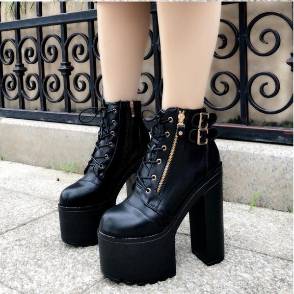 autumn women's shoes 16cm17 super high heel thick with ankle boots waterproof platform short tube dress, Black
autumn women's shoes 16cm17 super high heel thick with ankle boots waterproof platform short tube dress, Black