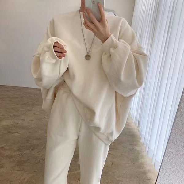 women's two piece pants superaen 2021 autumn solid loose plus size sweatshirt suit o neck full pullovers length pant sets, White
women's two piece pants superaen 2021 autumn solid loose plus size sweatshirt suit o neck full pullovers length pant sets, White
