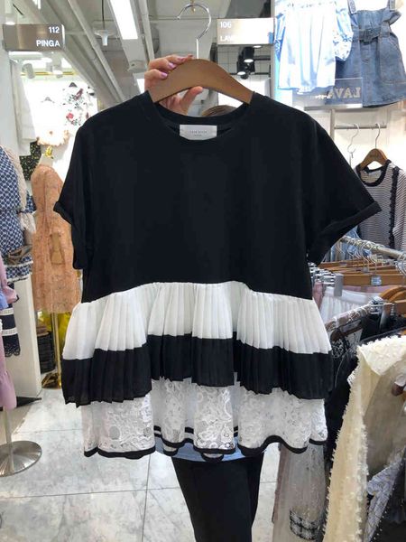 summer new pleated lace ruffles patchwork hit color loose o neck short-sleeved woman tshirts 210421, White
summer new pleated lace ruffles patchwork hit color loose o neck short-sleeved woman tshirts 210421, White
