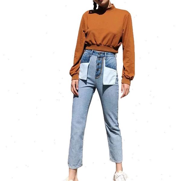 european style womens jeans autumn women high waist slim vintage washed jeans, female brand designer casual inside out denim pants, Blue
european style womens jeans autumn women high waist slim vintage washed jeans, female brand designer casual inside out denim pants, Blue