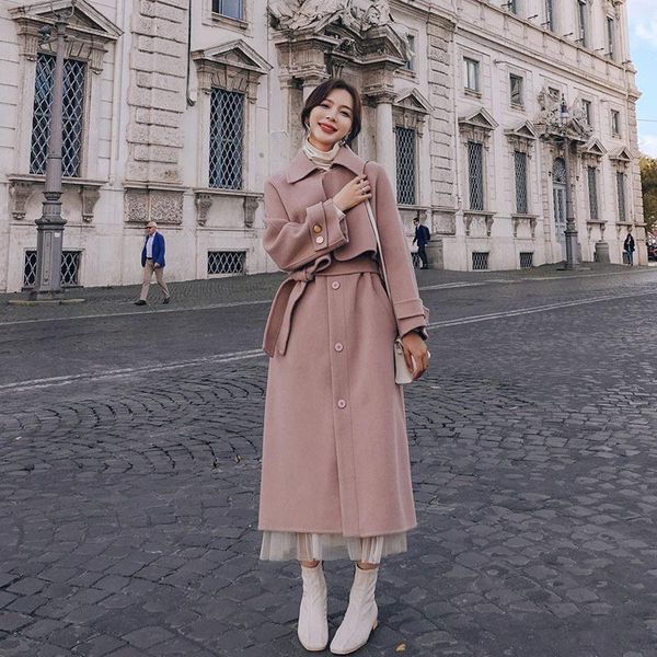 women's wool & blends 2021 winter casual long coat women blend trench slim solid belt lapel outerwear ladies fashion clothes female y38, Black
women's wool & blends 2021 winter casual long coat women blend trench slim solid belt lapel outerwear ladies fashion clothes female y38, Black
