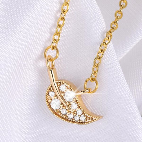 pendant necklaces delicate feather leaf necklace stainless steel fashion jewelry elegant embedded zircon shape charms chain choker, Silver
pendant necklaces delicate feather leaf necklace stainless steel fashion jewelry elegant embedded zircon shape charms chain choker, Silver