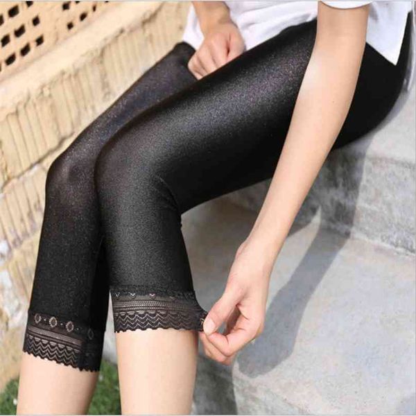 summer women calf-length pants lace leggings slim solid female shiny pants mujer simple casual elasticity trousers 210820, Black
summer women calf-length pants lace leggings slim solid female shiny pants mujer simple casual elasticity trousers 210820, Black