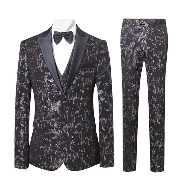 men's suits & blazers tuxedo fine floral fit pattern three garments business party prom wedding host costume, White;black
men's suits & blazers tuxedo fine floral fit pattern three garments business party prom wedding host costume, White;black