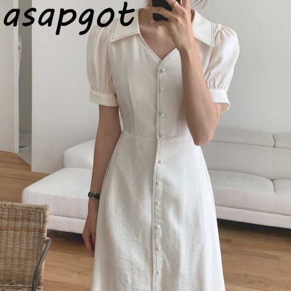 minimalism chic korean temperament summer puff short sleeve lapel single-breasted dress lady casual summer vestido mujer 210610, Black;gray
minimalism chic korean temperament summer puff short sleeve lapel single-breasted dress lady casual summer vestido mujer 210610, Black;gray