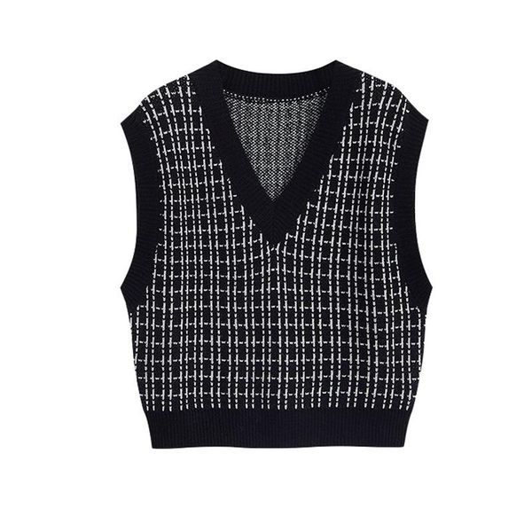 women's vests women fashion houndstooth loose knitted vest sweater v neck sleeveless side vents female waistcoat chic, Black;white
women's vests women fashion houndstooth loose knitted vest sweater v neck sleeveless side vents female waistcoat chic, Black;white
