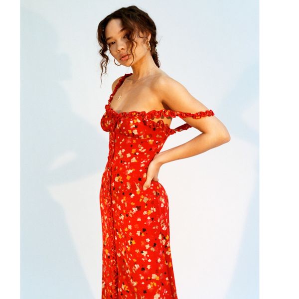 women floral print the juliet rouge fleur button front waisted silk dress y19051001, Black;pink
women floral print the juliet rouge fleur button front waisted silk dress y19051001, Black;pink