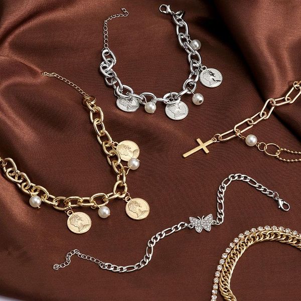 link, chain fashion vintage pearl portrait bracelets for women gold silver color metal cross 2021 trend female modern jewelry gift, Black
link, chain fashion vintage pearl portrait bracelets for women gold silver color metal cross 2021 trend female modern jewelry gift, Black