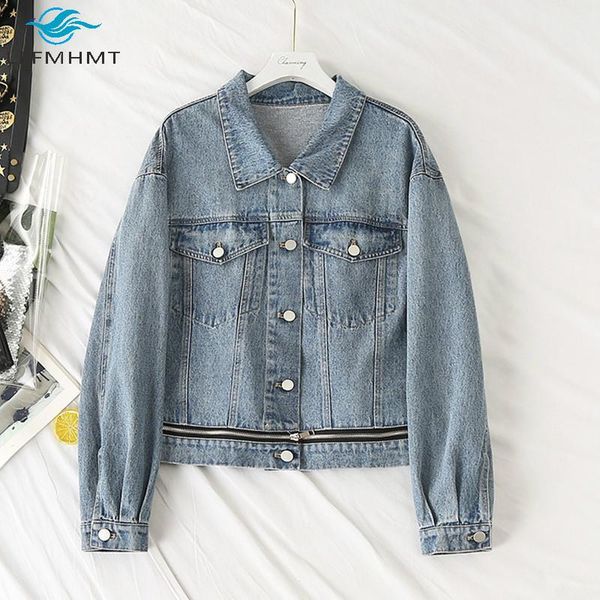 women spring fashion korean style long sleeve large size casual loose denim coat office lady 100kg plus zip hem jean jacket women's jac, Black;brown
women spring fashion korean style long sleeve large size casual loose denim coat office lady 100kg plus zip hem jean jacket women's jac, Black;brown