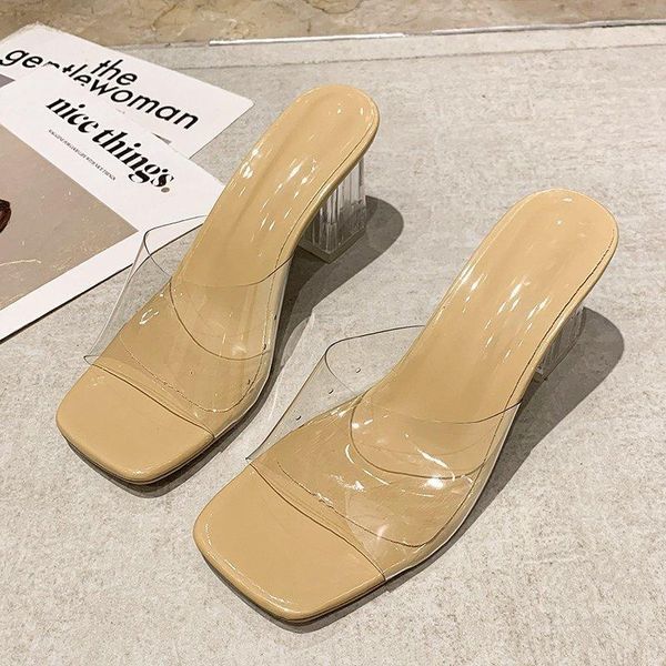 slippers female summer sandals fashion square root high heels transparent thick casual sexy, Black
slippers female summer sandals fashion square root high heels transparent thick casual sexy, Black
