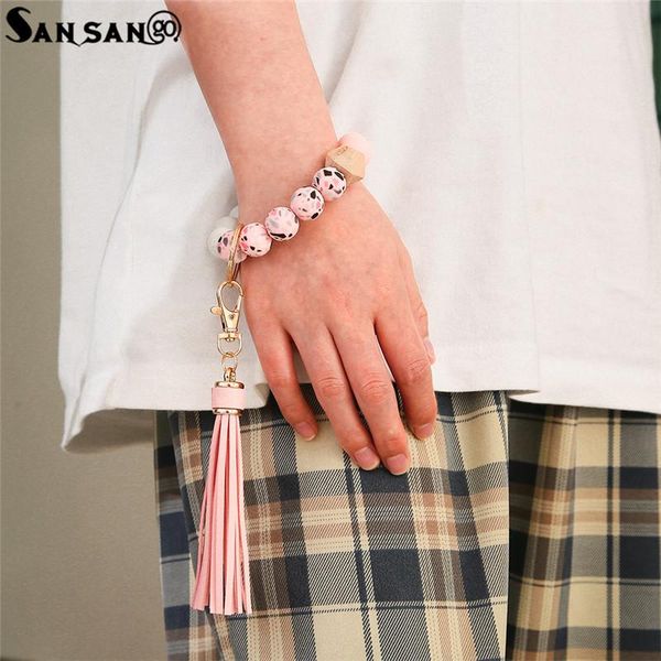keychains 1pcs colorful silicone beaded bracelet wrist keychain for women girls bag leather tassel jewelry accessories, Silver
keychains 1pcs colorful silicone beaded bracelet wrist keychain for women girls bag leather tassel jewelry accessories, Silver