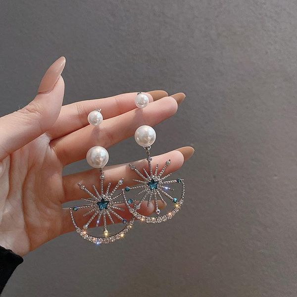 dangle & chandelier 2021 korean shiny rhinestone star moon drop earrings for women delicate simulated pearls pendientes party jewelry gifts, Silver
dangle & chandelier 2021 korean shiny rhinestone star moon drop earrings for women delicate simulated pearls pendientes party jewelry gifts, Silver