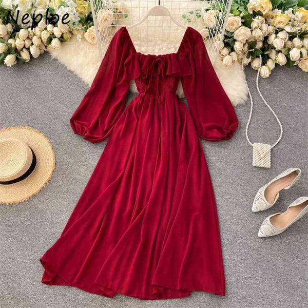neploe ruffles lace up slim waist dresses square collar solid color femme vestidos fashion lantern sleeve dress women 210423, Black;gray
neploe ruffles lace up slim waist dresses square collar solid color femme vestidos fashion lantern sleeve dress women 210423, Black;gray