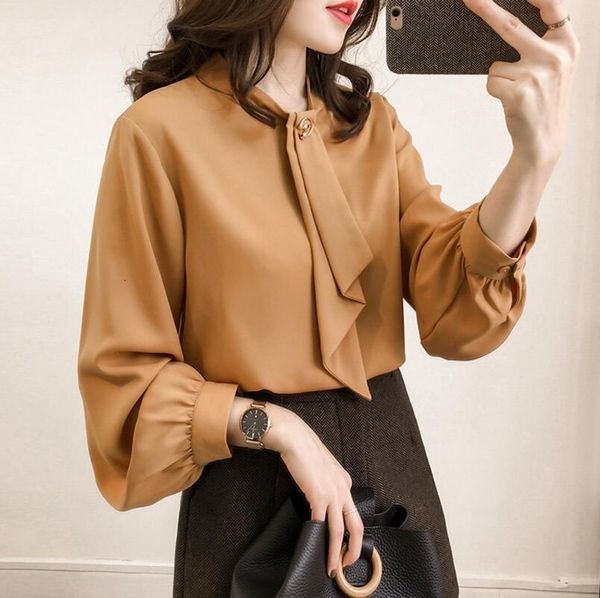 women's blouses & shirts women chiffon commuter shirt puff sleeve solid color long 37to, White
women's blouses & shirts women chiffon commuter shirt puff sleeve solid color long 37to, White