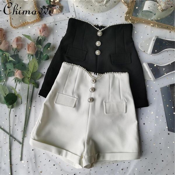 women's shorts french elegant high waist slimming women 2021 summer high-end beaded wide-leg pants fashion simple short, White;black
women's shorts french elegant high waist slimming women 2021 summer high-end beaded wide-leg pants fashion simple short, White;black
