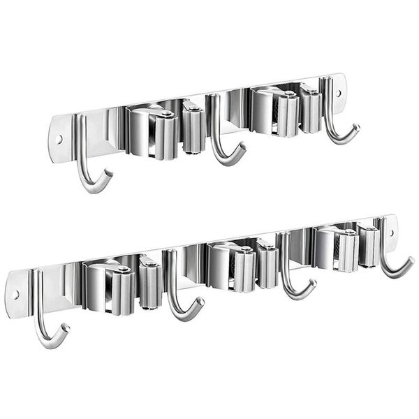 hooks & rails stainless steel broom hange and mop holder wall mounted, holder, heavy duty 2 pieces
hooks & rails stainless steel broom hange and mop holder wall mounted, holder, heavy duty 2 pieces