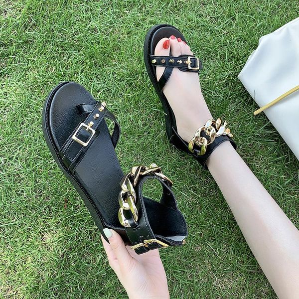summer fashion women's sandals 2021 metal chain buckle zipper clip toe casual round head open adult, Black
summer fashion women's sandals 2021 metal chain buckle zipper clip toe casual round head open adult, Black