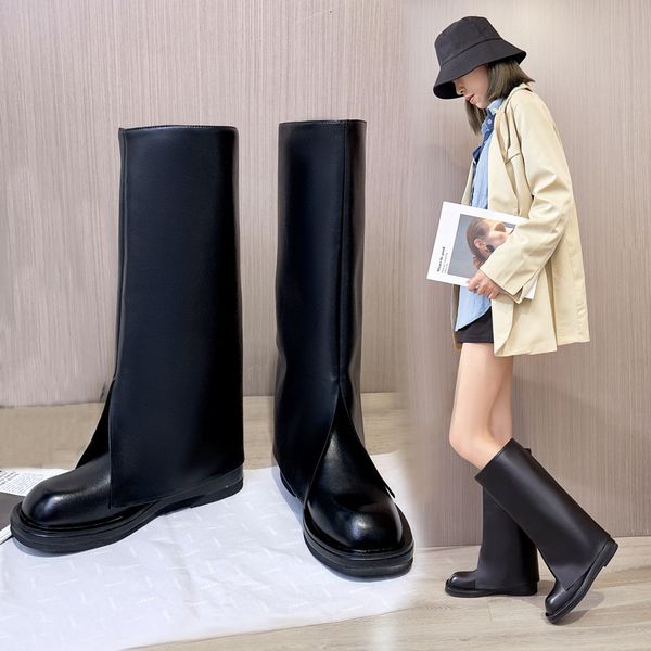 song yanfei's same 2021 trouser flat high barrel knight boots below knee women's boots, Black
song yanfei's same 2021 trouser flat high barrel knight boots below knee women's boots, Black
